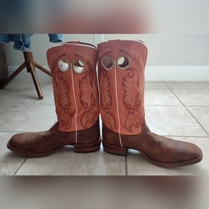 Nocona Men's 2 toned brown leather cowboy boots sz 12